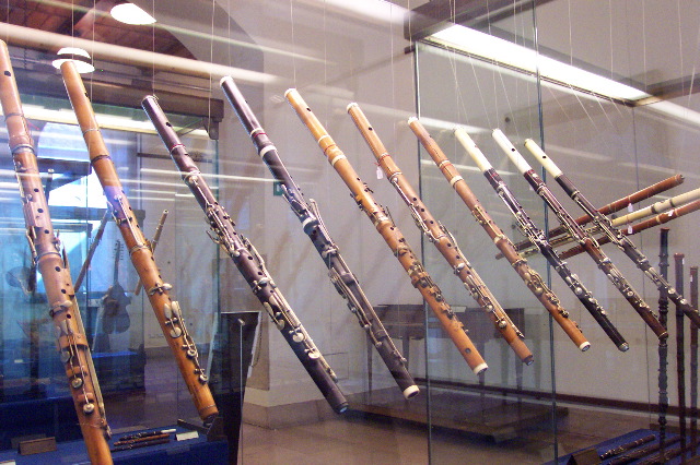 Flutes displayed in the Castello Sforzesco, Musical instrument museum, Milan