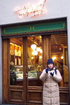 Enjoying a gelato at the famous and newly refurbished Vivoli Gelataria, Florence