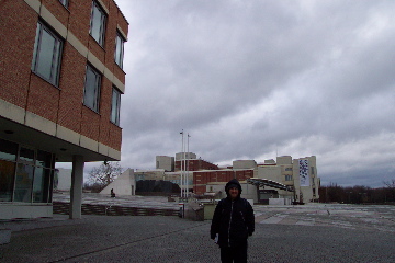 Outside the new national gallery in Berlin