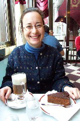 Enjoying a genuine Sachertorte at Cafe Sacher