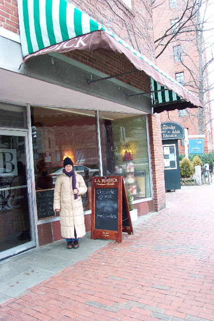 Outside L.A. Burdick Chocolate Shop, Harvard Square